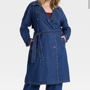Universal Thread Dark Wash Denim Trench Coat.
